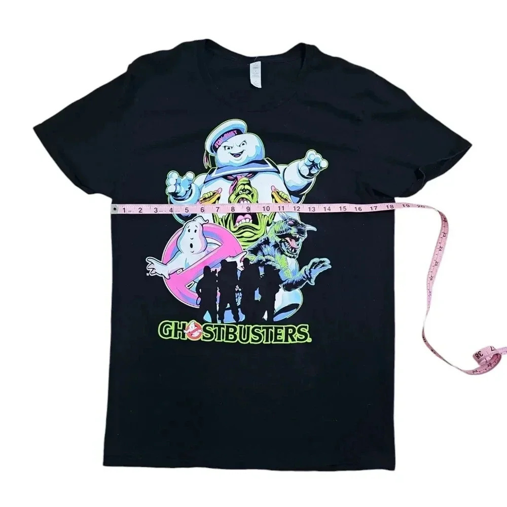 Ghostbusters Men Medium T-Shirt Black Neon Graphic Stay Puft Slimer Investment - Picture 6 of 7
